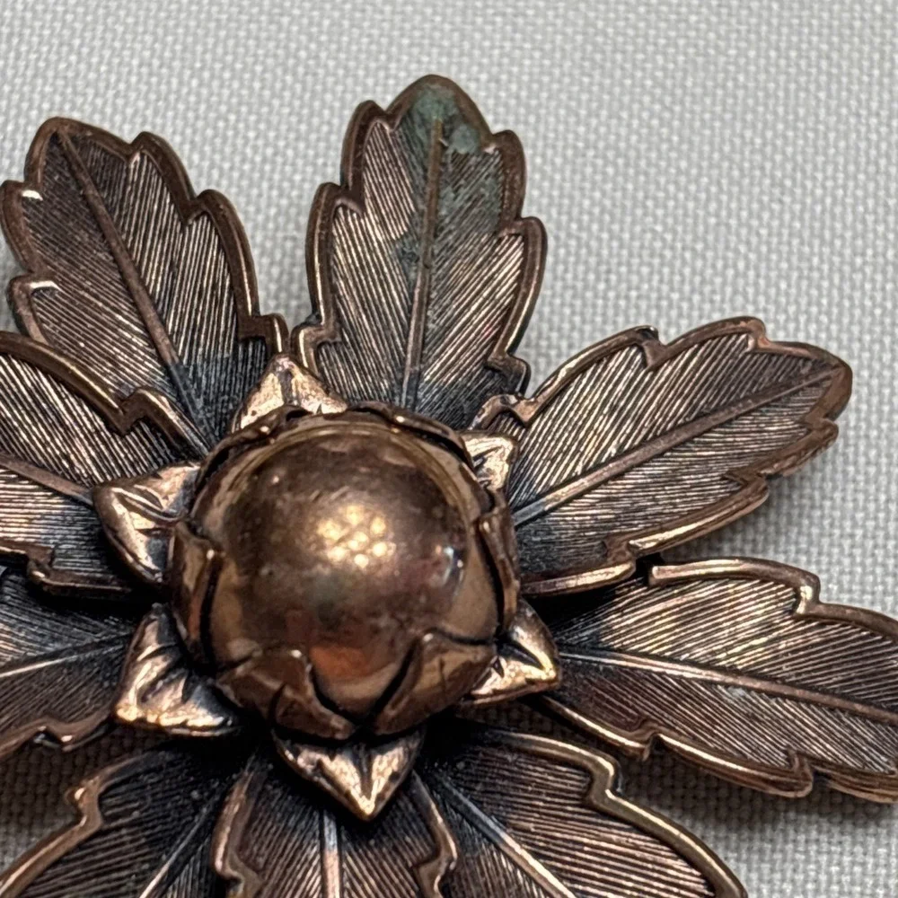 Mid Century Copper Flower Brooch Bell Trading Post Southwest